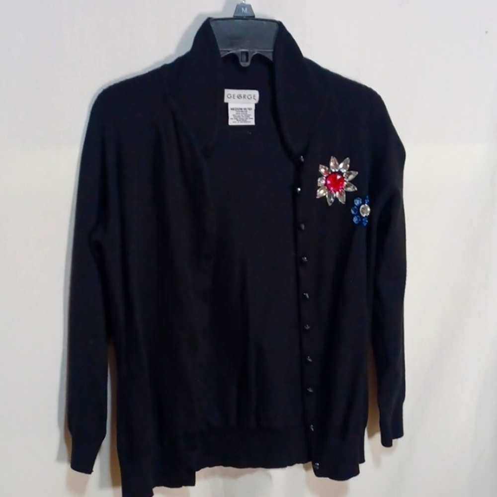 GEORGE WOMENS TOP SIZE M 8/ 10 in a beautiful black rayon nylon blend for comfor